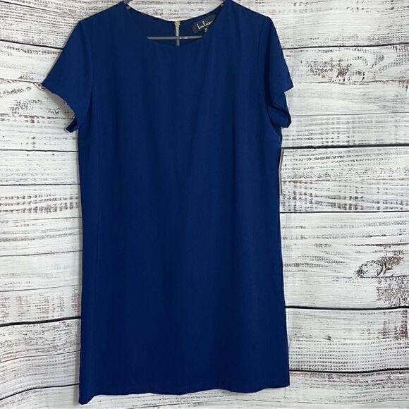 Lulus Dress Womens Sz Medium shift and shout chiffon Navy Blue Mini Preppy NWT - Picture 3 of 10